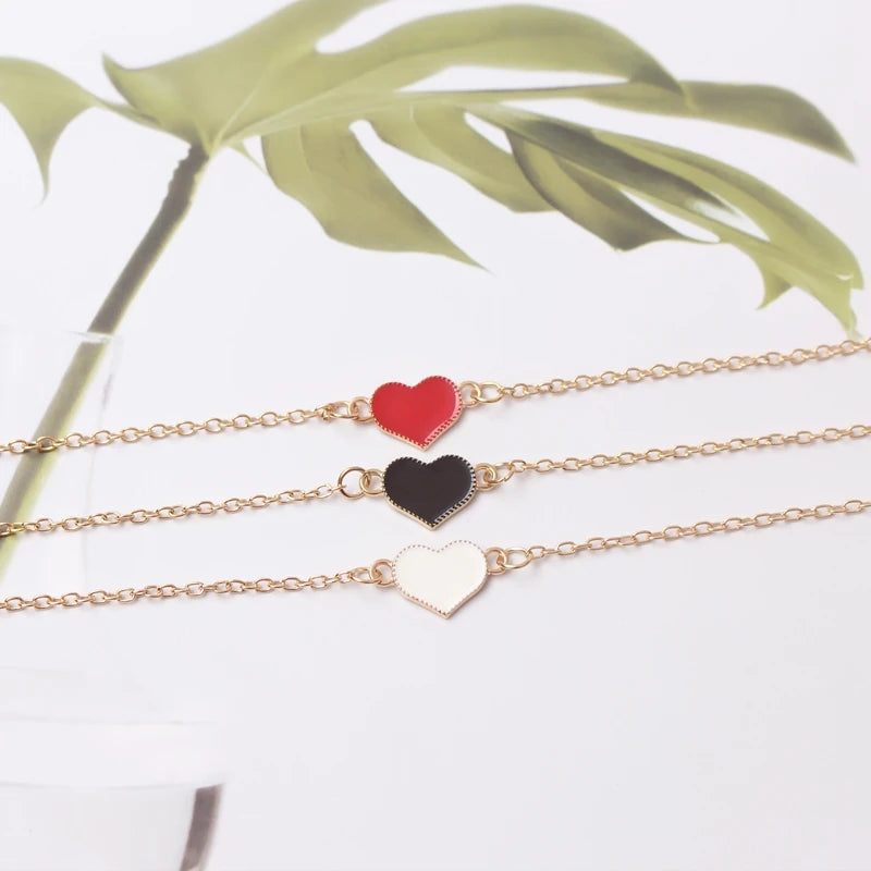 New Fashion Cheap Official Charm Chain Red White Heart Bracelet For Women Wedding Jewelry Wholesale Minimalist Bangles Bijoux