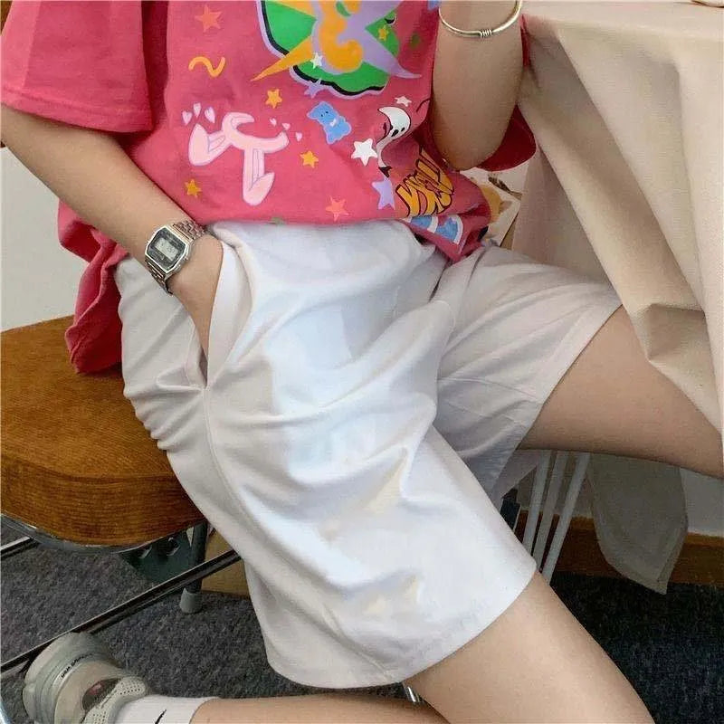 Elastic Waist Korean Style Short High Waist Pants Fitness Running Shorts Women Summer Harajuku Loose Casual Large Sports Shorts