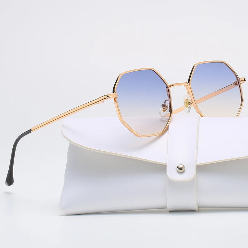 Polygon Metal Sunglasses Vintage Frame For Women Sunglasses Men Luxury Brand Design Sun Glasses Women Mirror Gafas De Sol Uv400