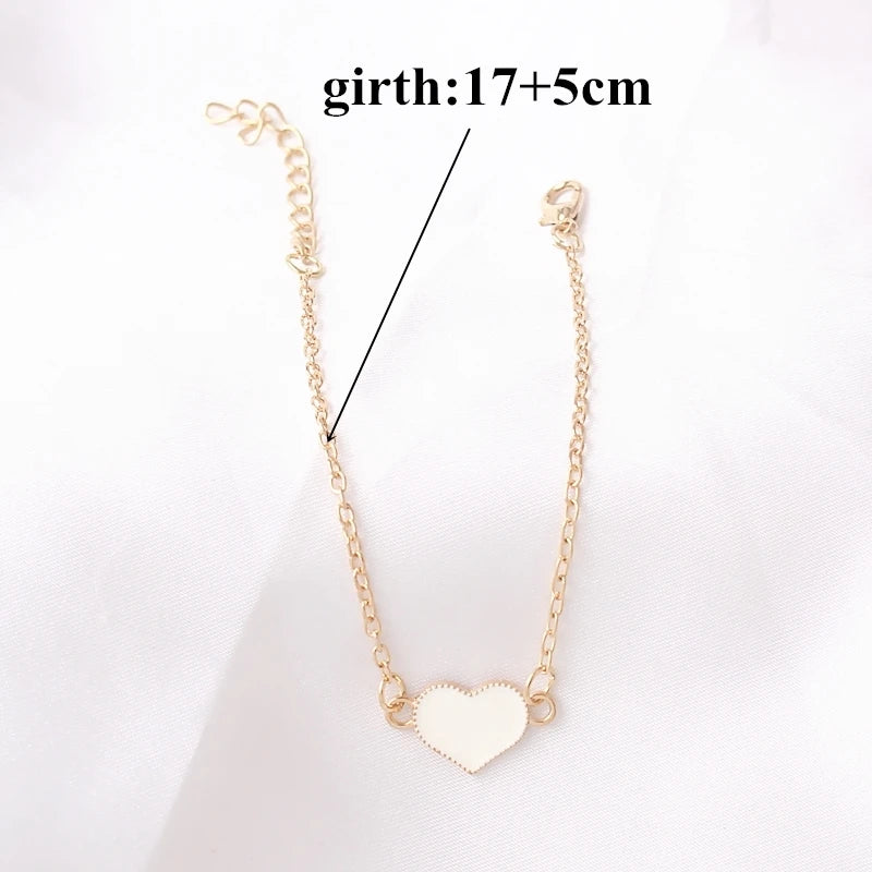 New Fashion Cheap Official Charm Chain Red White Heart Bracelet For Women Wedding Jewelry Wholesale Minimalist Bangles Bijoux