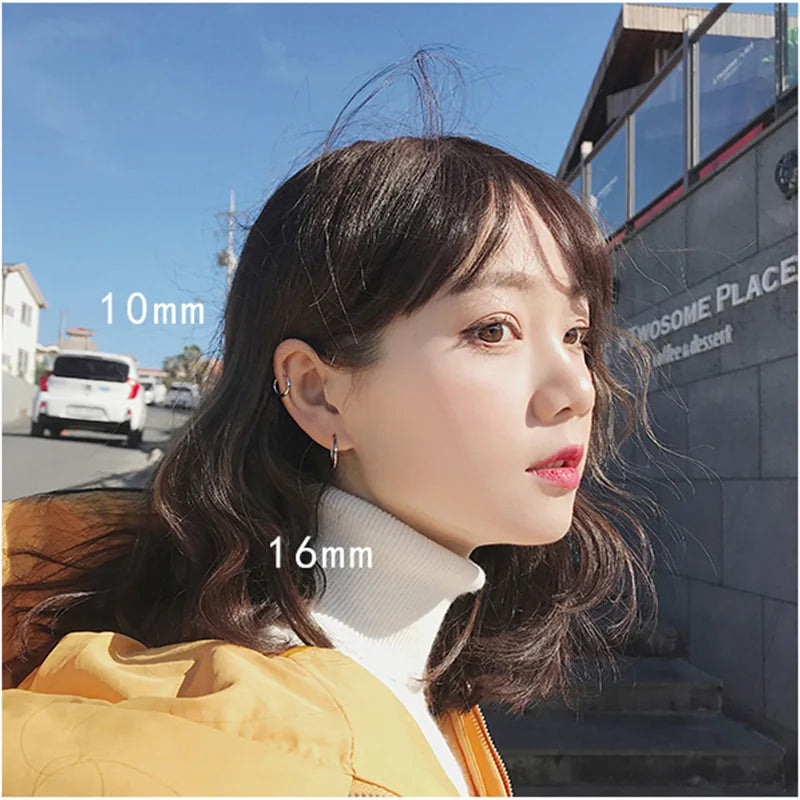 1 pair Women/Man Stainless Steel Small Hoops Earring Piercing Ear Cartilage Tragus Simple Thin Circle Anti-allergic Ear Buckle