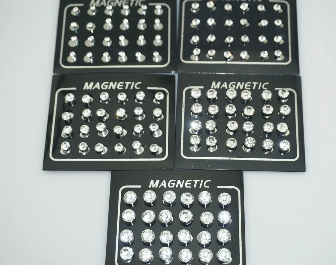 12 Pair/lot 3/4/5/6/7mm Round Crystal Rhinestone Magnet Stud Earring Puck Women Mens Magnetic Fake Ear Plug Jewelry
