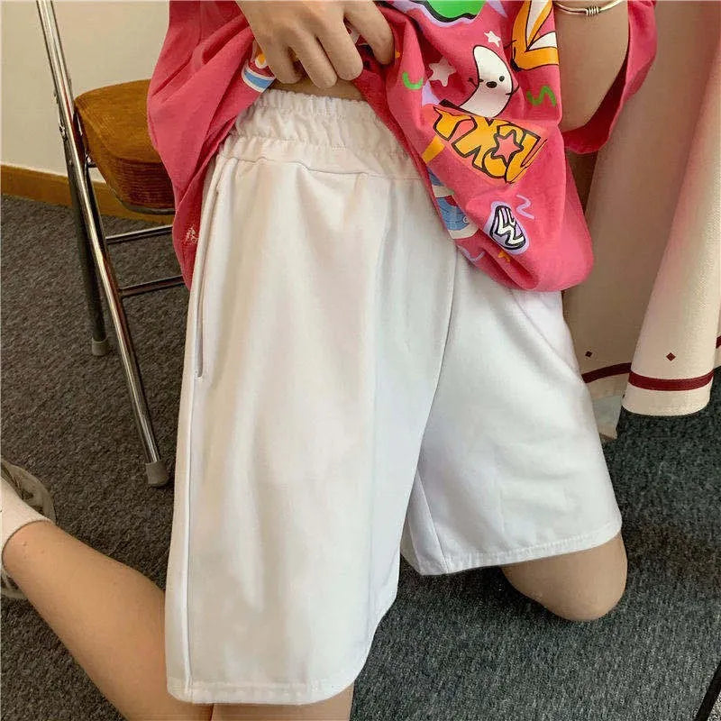 Elastic Waist Korean Style Short High Waist Pants Fitness Running Shorts Women Summer Harajuku Loose Casual Large Sports Shorts