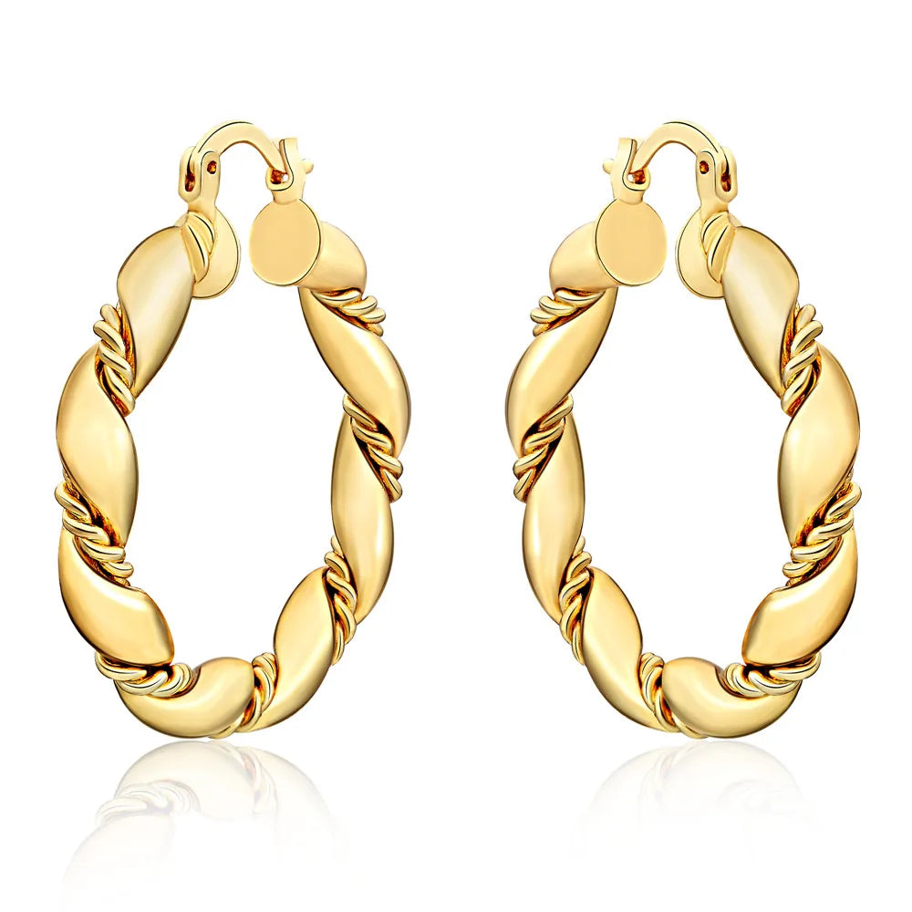 Hot 18K rose gold Rope Round big 4cm hoop earrings 925 Sterling silver Fashion Jewelry Wedding party popular Brand Holiday gifts