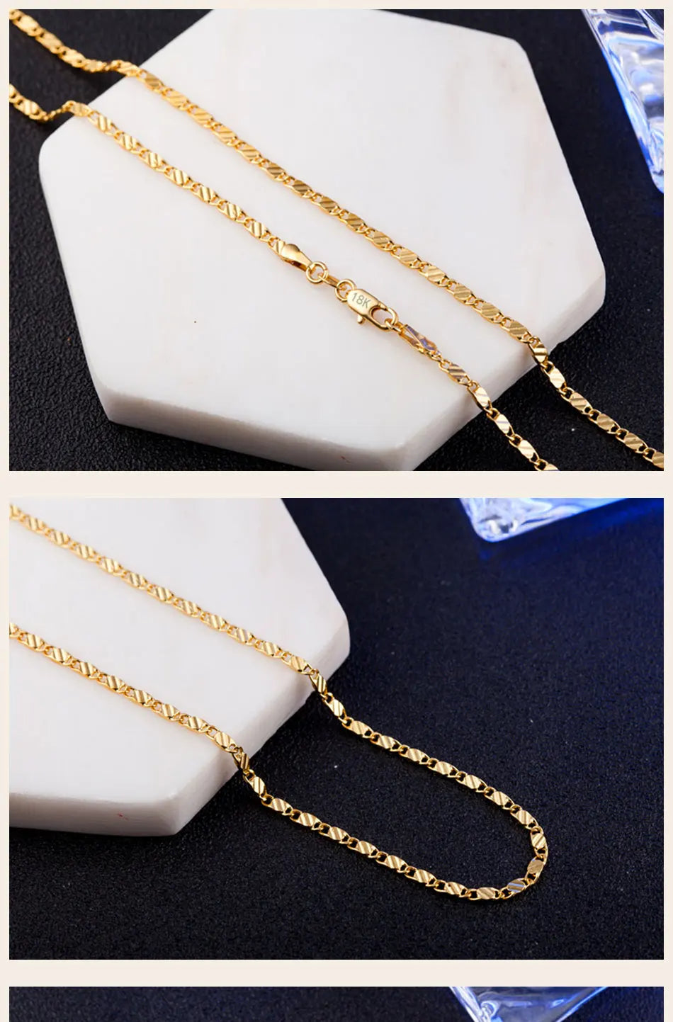 DOTEFFIL 925 Sterling Silver 16/18/20/22/24/26/28/30 Inch 2mm Gold Charm Chain Necklace For Women Man Wedding Fashion Jewelry
