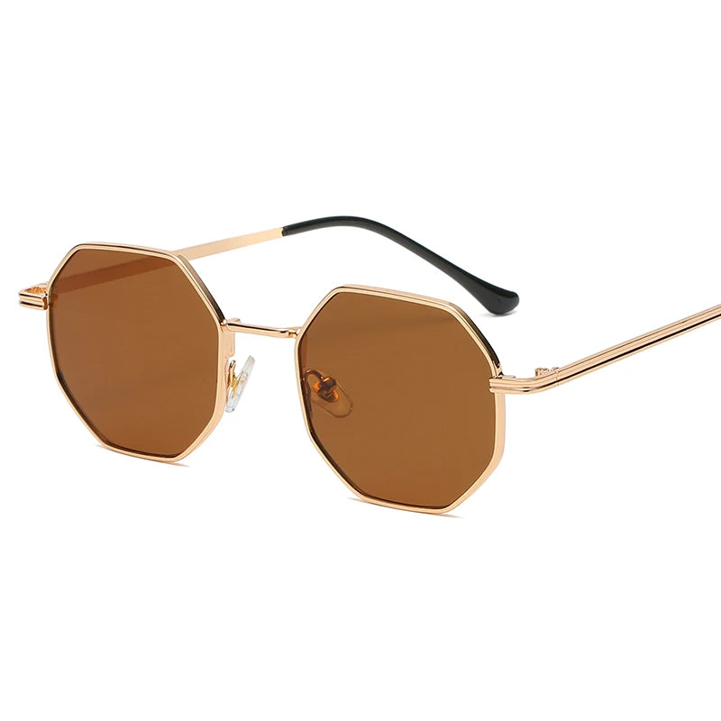 Polygon Metal Sunglasses Vintage Frame For Women Sunglasses Men Luxury Brand Design Sun Glasses Women Mirror Gafas De Sol Uv400