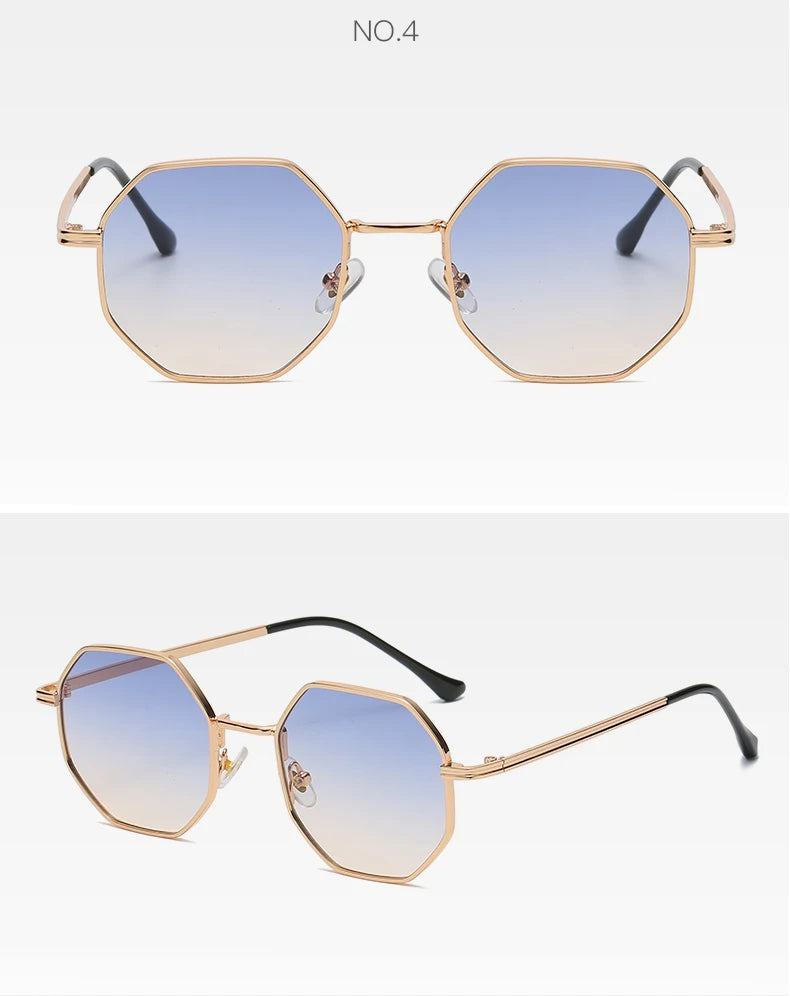Polygon Metal Sunglasses Vintage Frame For Women Sunglasses Men Luxury Brand Design Sun Glasses Women Mirror Gafas De Sol Uv400