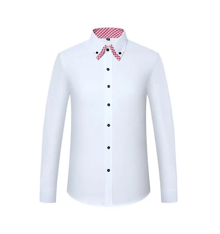 Mens Dress Shirt Long Sleeve Non Iron Fashion Double Layer Business Formal Regular Fit Office Camisa Social Shirts Drop Shipping