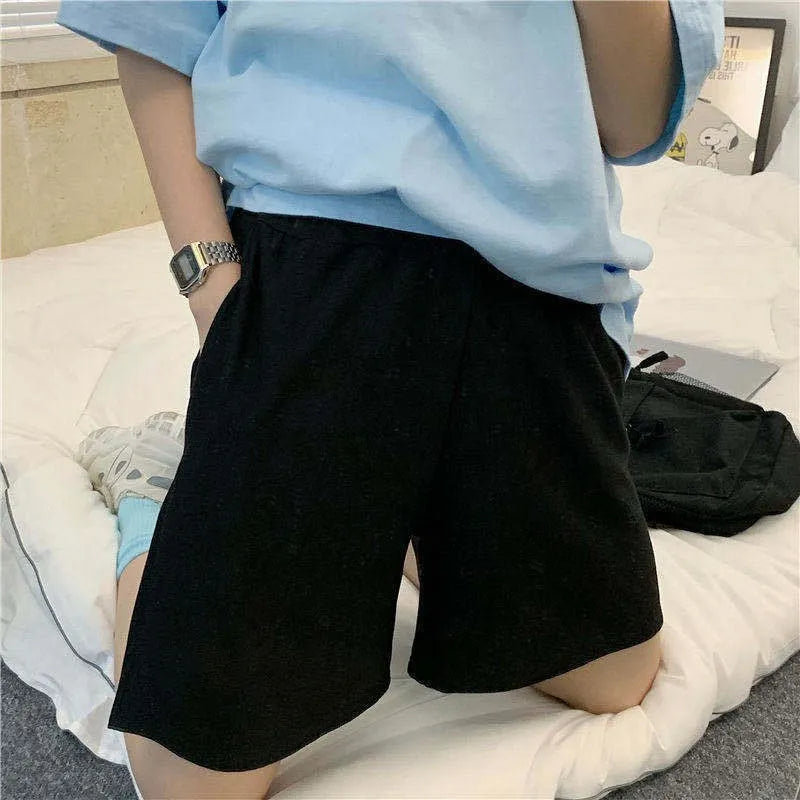 Elastic Waist Korean Style Short High Waist Pants Fitness Running Shorts Women Summer Harajuku Loose Casual Large Sports Shorts
