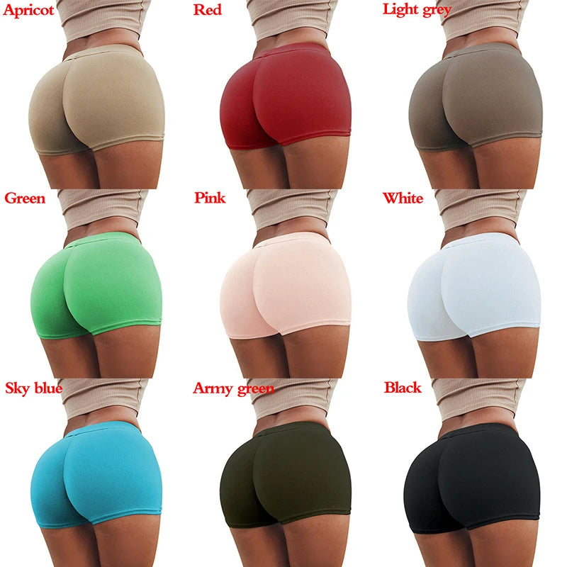 2024 New Summer Sport Shorts For Women Solid Color Elasticated Shorts Sexy Ladies Training Gym Shorts Mini Skinny Fitness Short