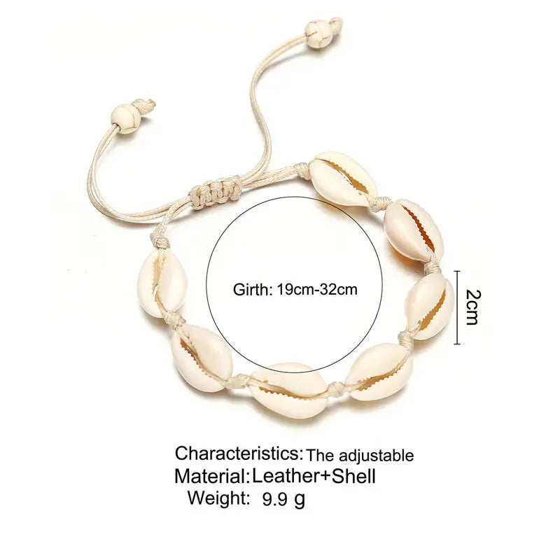 Summer Handmade Adjustable Shell Bracelets for Women Fashion Casual Bracelets Sea Shells Vintage Woven Bracelet Beach Jewelry