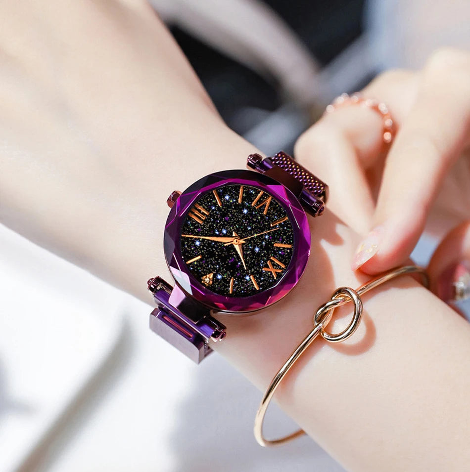Reloj Mujer Luxury Starry Sky Women Watches Magnetic Mesh Belt Band Watch Women's Fashion Dress Wristwatch Zegarek Damski