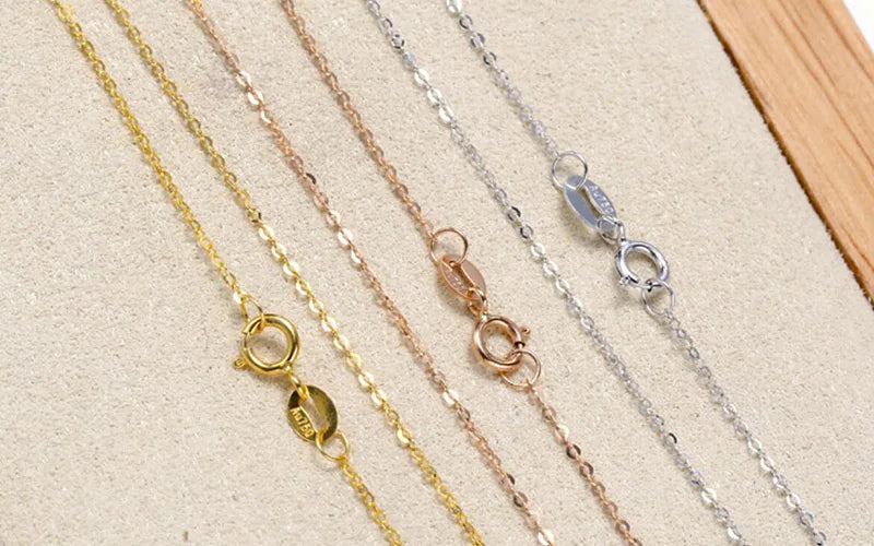 Sinya Hot Sale Promotion 18k Au750 Gold Necklace Clavicle Shine O Chain High Luster Good Quality for Women Ladies Girl DIY Use