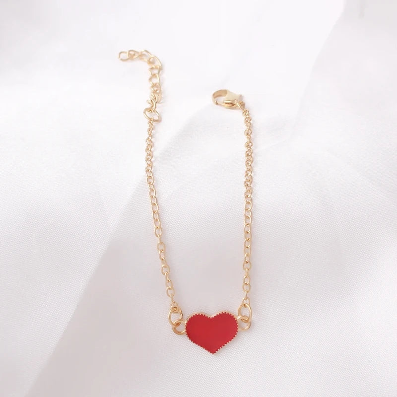 New Fashion Cheap Official Charm Chain Red White Heart Bracelet For Women Wedding Jewelry Wholesale Minimalist Bangles Bijoux