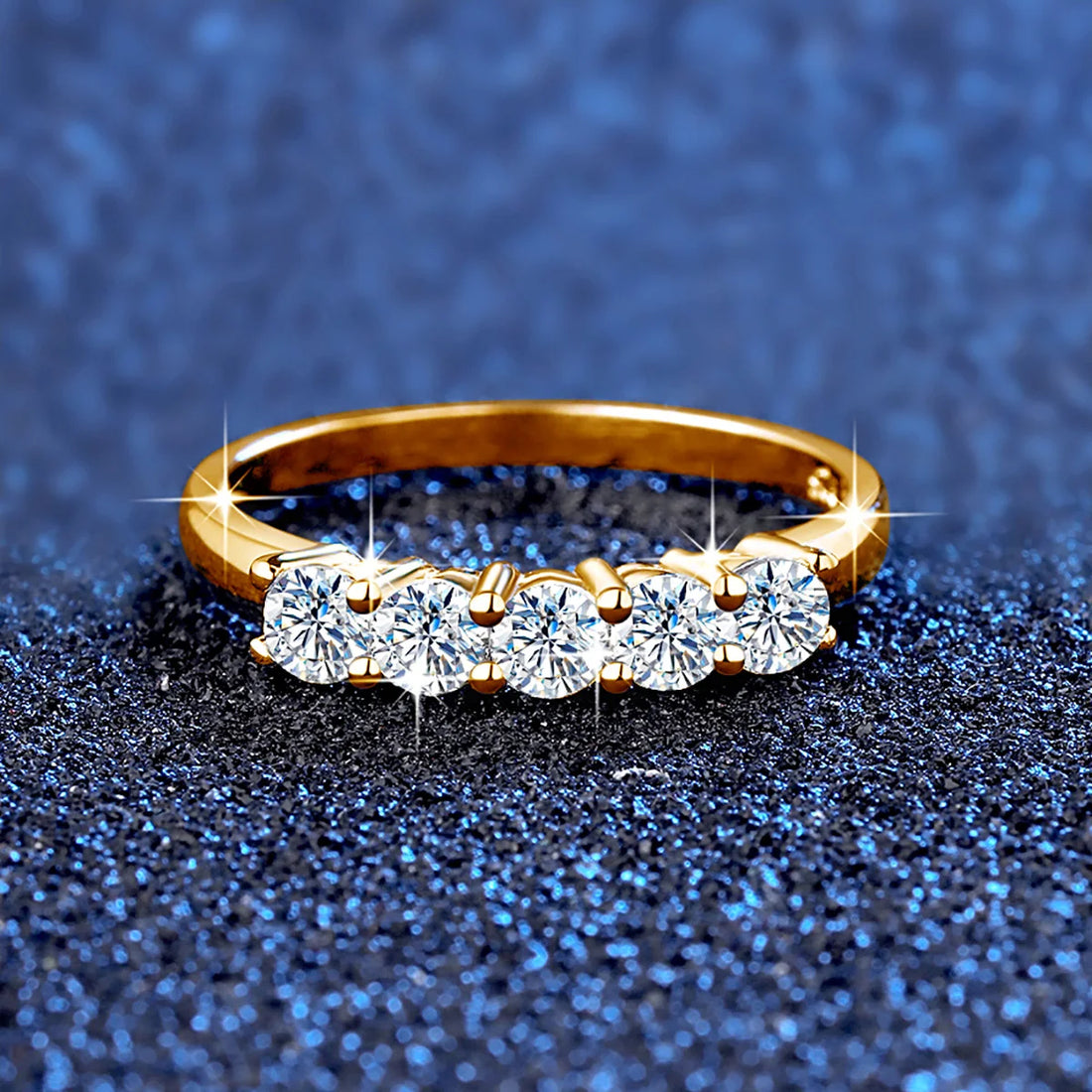 With Certficate Original Solid 18K Gold Moissanite Ring For Women 5 Stone AU 750 Luxury Jewelry With Stamp Engagement Gift Trend