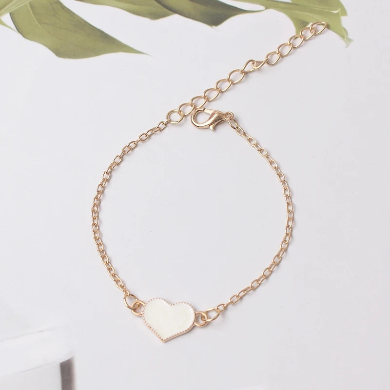 New Fashion Cheap Official Charm Chain Red White Heart Bracelet For Women Wedding Jewelry Wholesale Minimalist Bangles Bijoux