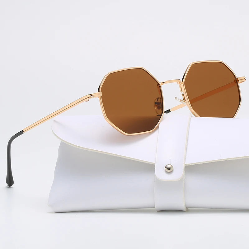 Polygon Metal Sunglasses Vintage Frame For Women Sunglasses Men Luxury Brand Design Sun Glasses Women Mirror Gafas De Sol Uv400