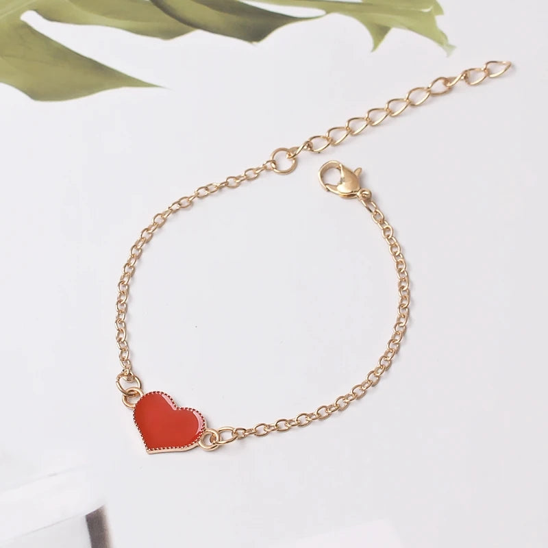 New Fashion Cheap Official Charm Chain Red White Heart Bracelet For Women Wedding Jewelry Wholesale Minimalist Bangles Bijoux