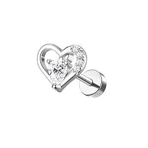 Bobisty 1pc 16G Cartilage Stud Earrings for Women Stainless Steel Small Opal Earring Studs Lip Bar Nose Ear Piercing Jewellery