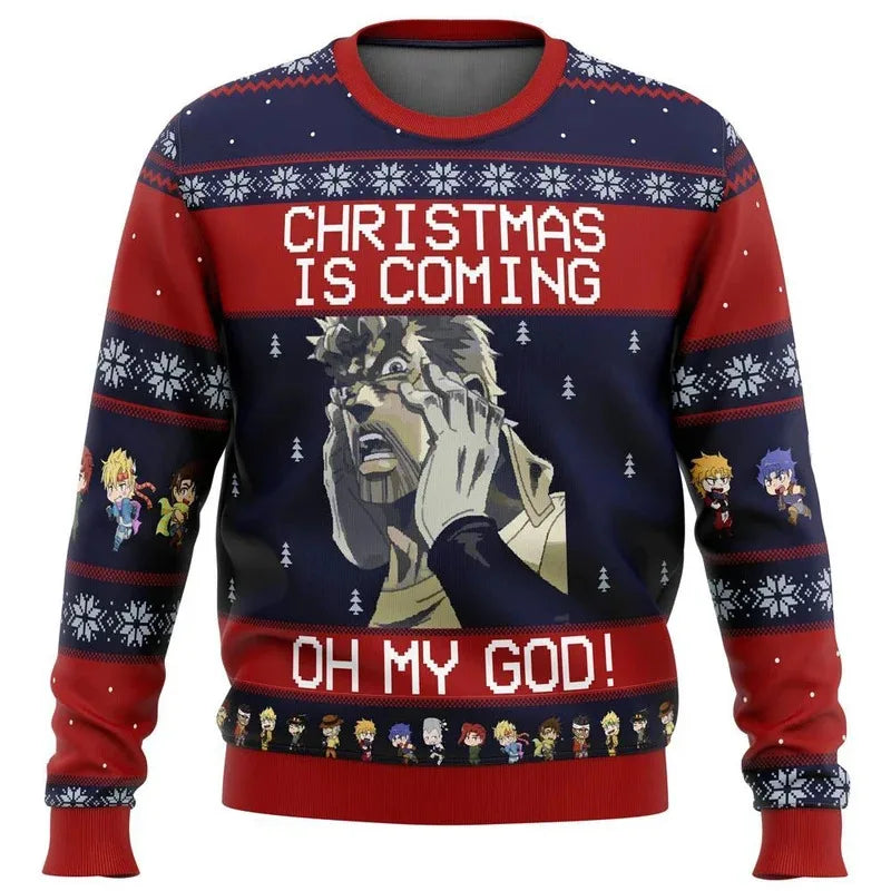 JoJo's Bizarre Adventure- Ugly Christmas sweater for men, Santa Claus sweater, sweatshirt and fleece top