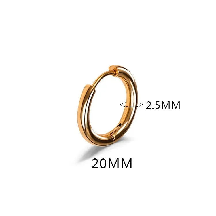 LATS 2024 New Simple Stainless Steel Small Hoop Earrings for Women Men 8mm To 20mm Round Cartilage Ear Piercing Fashion Jewelry