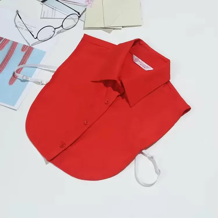 1Pcs Women Solid Color Shirt Cotton Lace Collars White & Black Blouse Spring Summer Vintage Detachable Clothes Shirt
