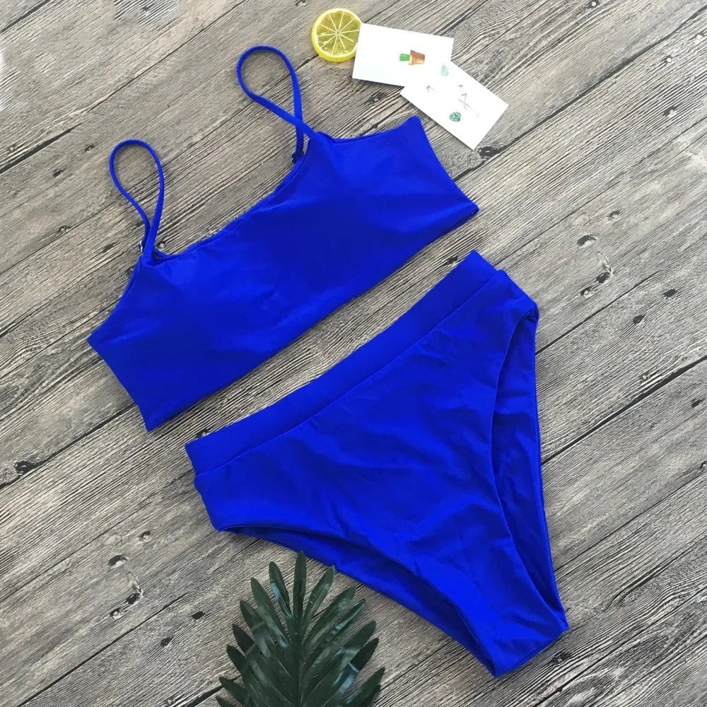 New 2024 Split Swimwear Solid Color Sexy Bikini Set Vacation Hollow Out Swimsuit Set For Woman Girl