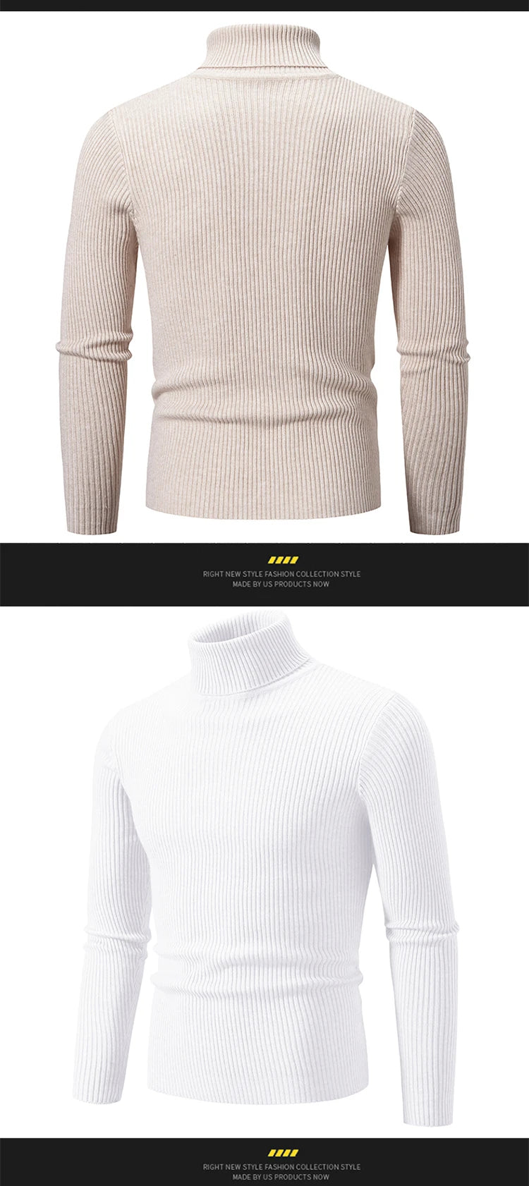 Spring Autumn New Men's High Neck Sweater Solid Color Pullover Knitted Tight Warm Top Casual Turtleneck Versatile Inner Matching