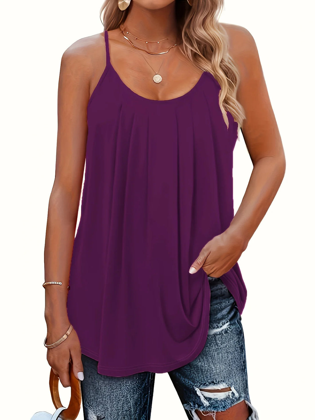 Plus Size Women's Casual Sleeveless Loose Fit Tank Top Soft Lightweight Summer Camisole