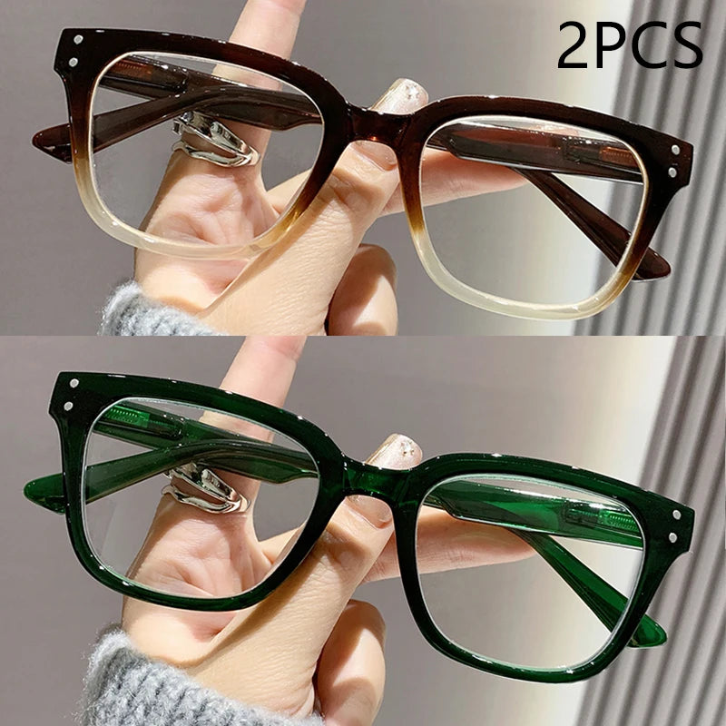 2/3PCS New Trendy Reading Glasses High-end Simple Square Frame Ultra-light Reading Glasses For Men And Women 2328