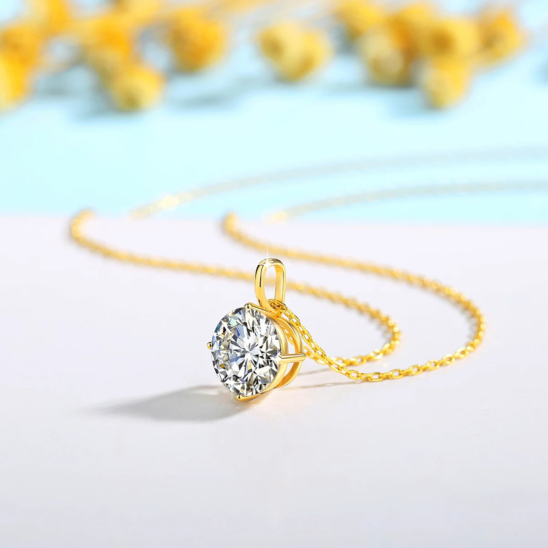 Hot Sale 100% Real 14k AU585 Gold Pendant D Color Moissanite Necklace For Women 0.5ct/1ct/2ct/3ct Luxury Engagement Jewelry