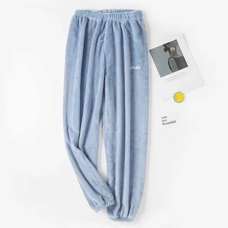 Autumn Women Solid Warm  Thicken Velvet Ribbed Fleece Set Pullover And Pants Women Casual Pajama Sets 2024