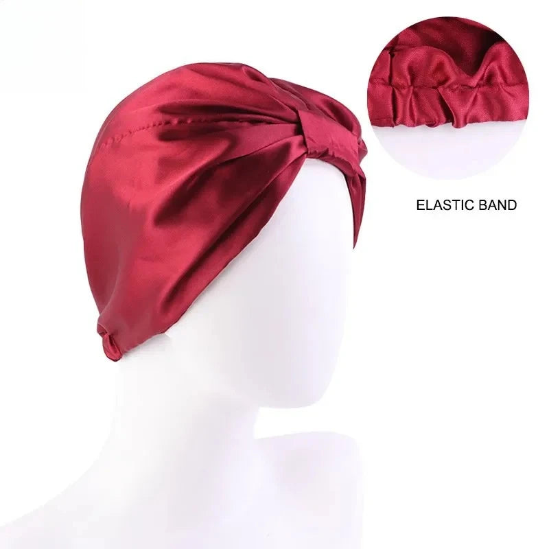 Double Layer Satin Sleep Bonnet for Women Adjustable Hair Protector for Curly/Natural Hair Chemo Cap Nursing Night Cap Wide Band