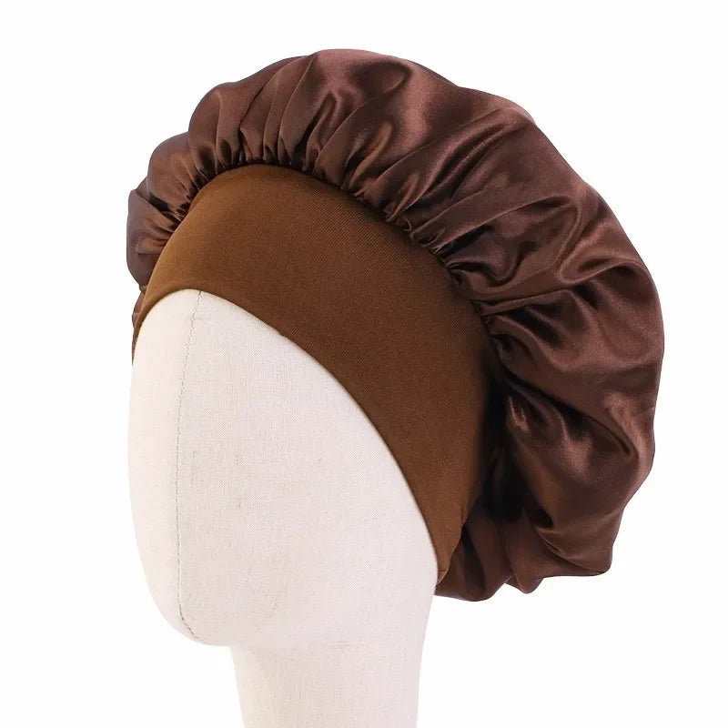 Baby Kids Satin Wide Band Sleeping Hat Night Cap Hair Care Beanie Turban Bonnet Children Girls Head wrap Scarf Bandana Headwear