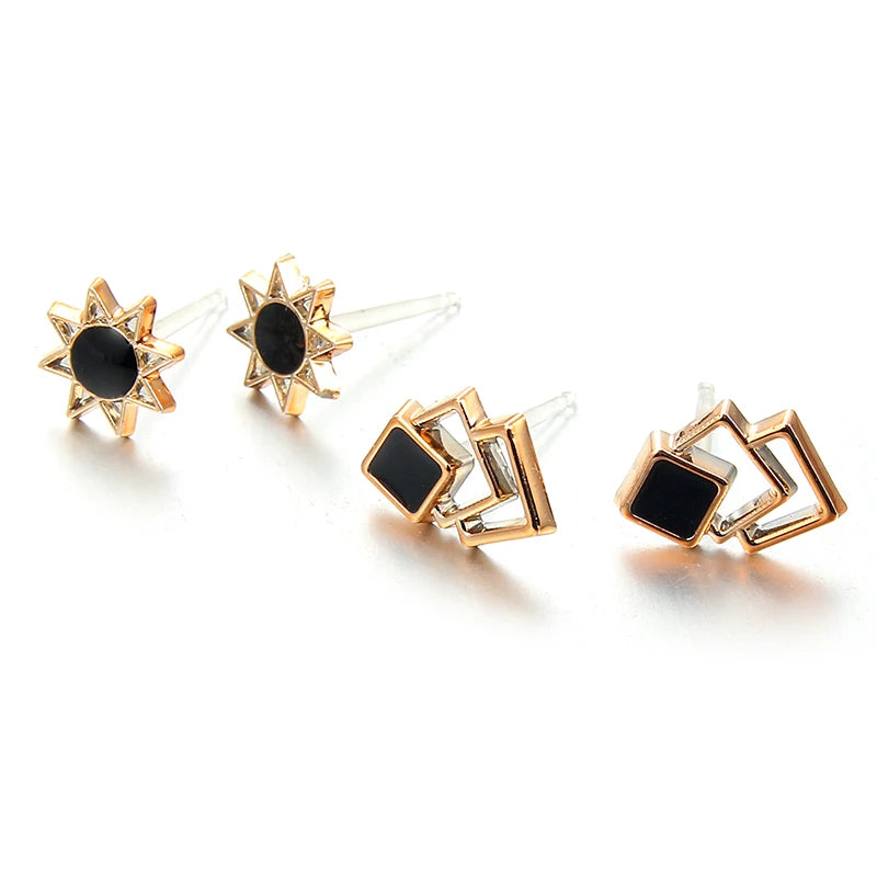 36Pairs Mixed Styles White Black Enamel Geometric Animal Plastic Stud Earrings Set For Women Girls Jewelry Gifts