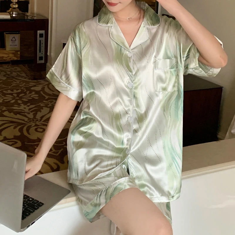 Ins Style Elegant Colorful Butterflies Women's Pajamas Trendy Fashion Design Summer Short Housewear 2024 New Y2k Ladies Homewear
