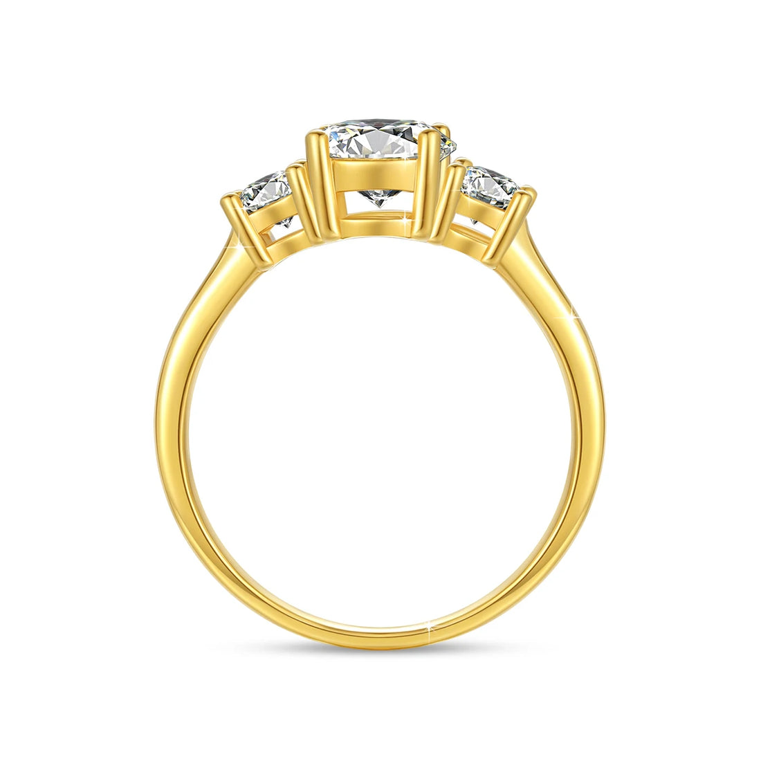 With Certificate 18k Gold Ring Moissanite For Women 3 Stone 100% Real Initial Luxury K Gold Jewelry Engagement Gift Wholesale