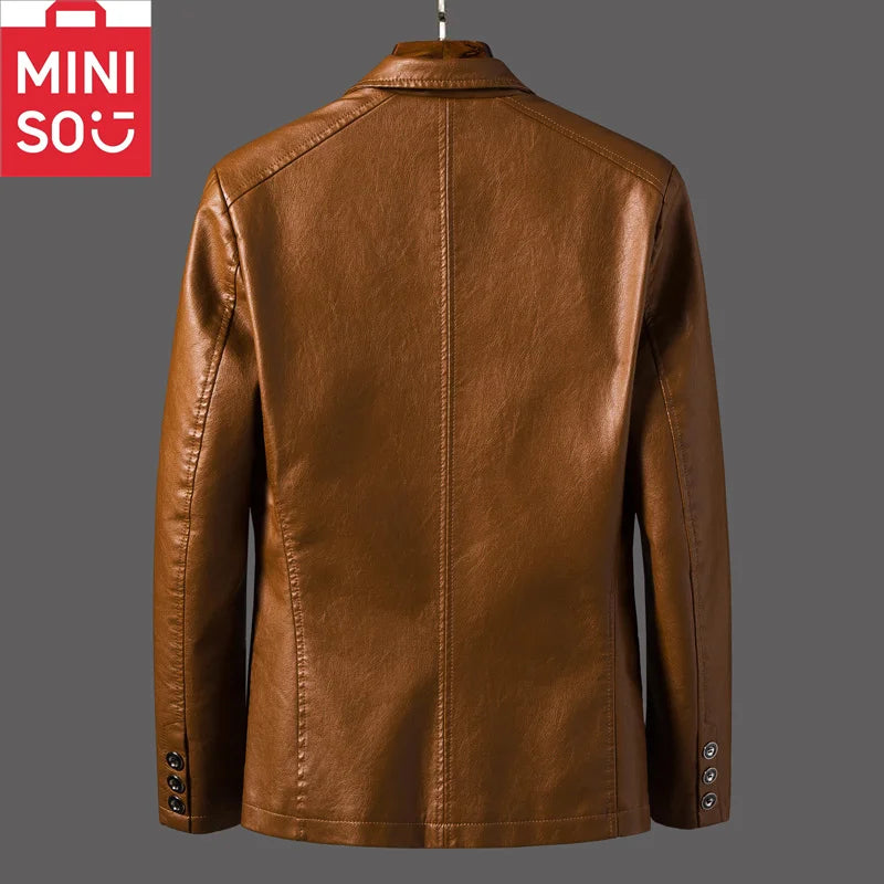 Spring and Autumn new suit leather jacket men's zipper business interior windproof, fashionable, warm, versatile, personalized a