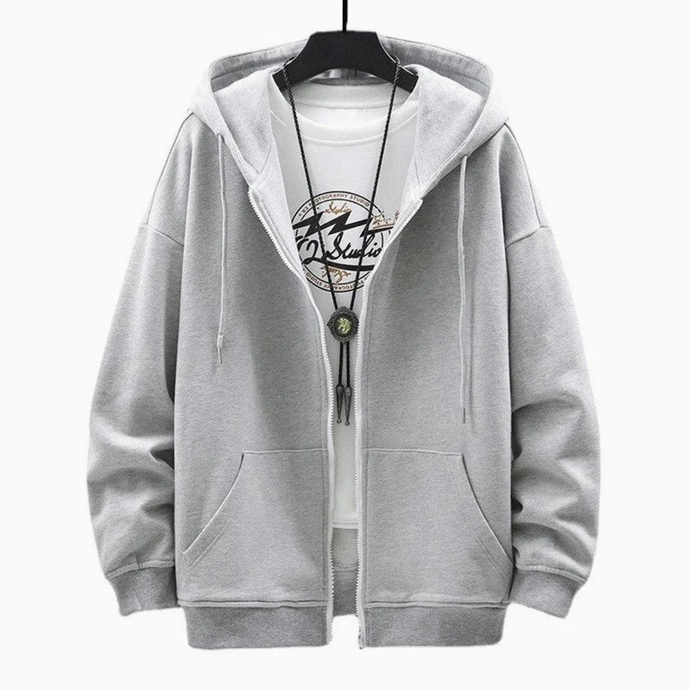 Women Solid Hoodies Coat Harajuku Basic Long Sleeve Spring Autumn Loose Zip Up Casual Oversized Sweatshirts Jacket with Pocket