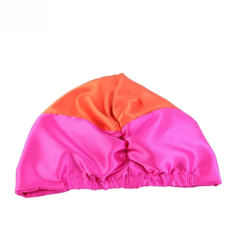 Double Layer Satin Sleep Bonnet for Women Adjustable Hair Protector for Curly/Natural Hair Chemo Cap Nursing Night Cap Wide Band