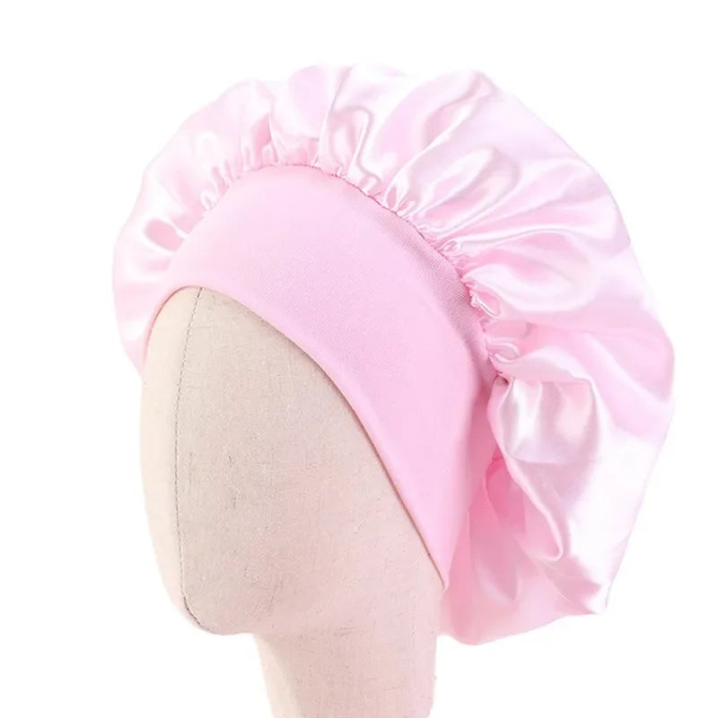 Baby Kids Satin Wide Band Sleeping Hat Night Cap Hair Care Beanie Turban Bonnet Children Girls Head wrap Scarf Bandana Headwear