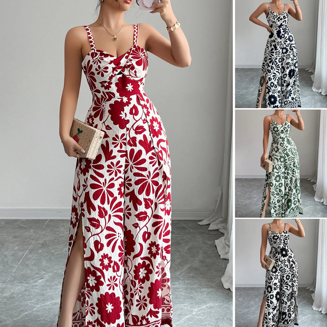 Jumpsuits Sleeveless Women V Neck Print Rompers Wide Leg Length Pants Jumpsuit Sexy High Waist Slight Strech Loose One Piece