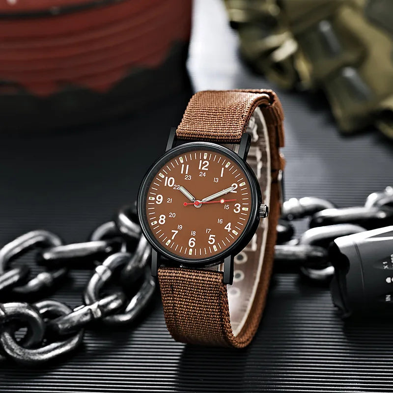 YIKAZE Military Men's Watches Luminous Shock Resistant Men Sports Watches Canvas Strap Simple Outdoor Quartz Wristwatch for man
