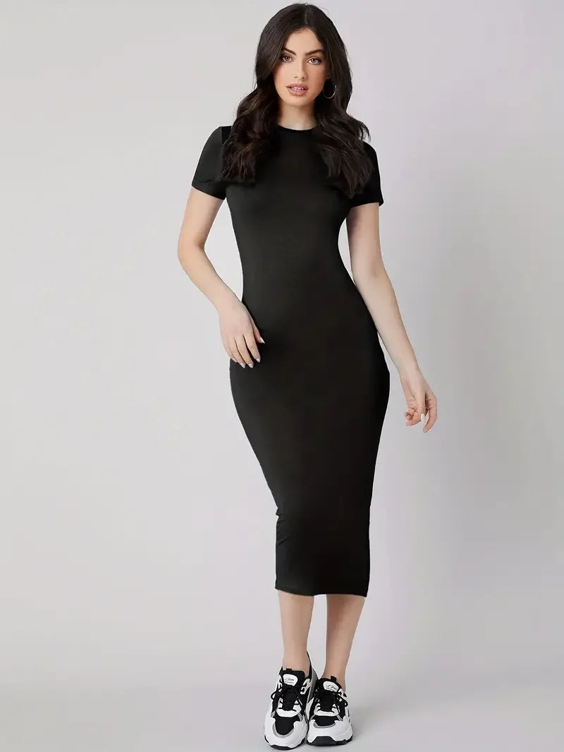Women's Spring/Summer Colored Lipprint Letter Print Casual Slim Fit Round Neck Short Sleeve Sexy Dress