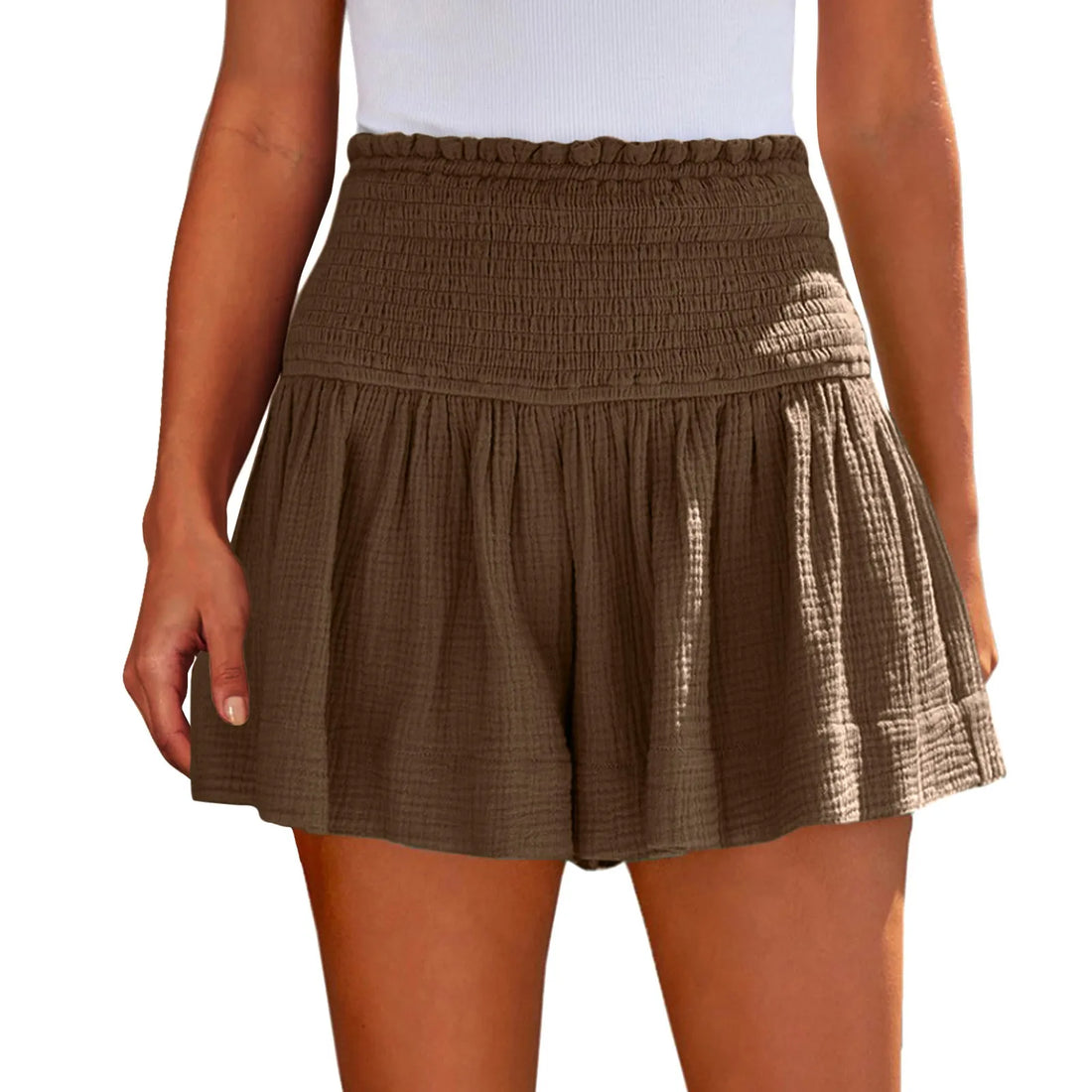 Women Shorts Ladies Casual Solid Color Breathable Fashion Wide Leg Shorts For Women Summer Female Pleated Shorts