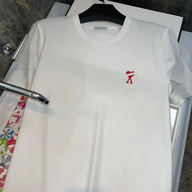 New Eye-catching Pure Cotton Short-sleeved T-shirt High-quality New Summer Fashionable and Versatile for Both Men and Women Top