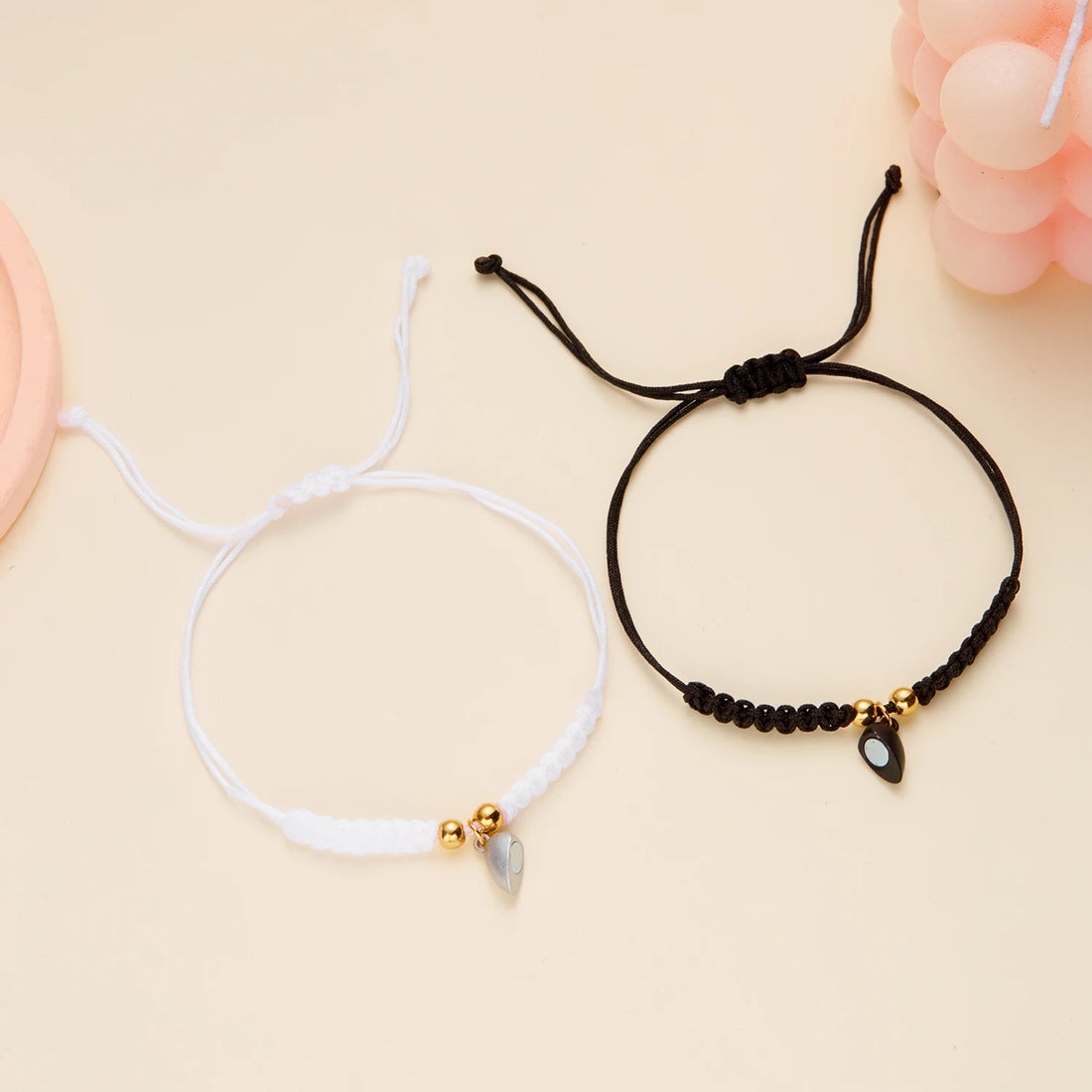 Handmade Heart Magnet Bracelet for Women Men Fashion Adjustable Braided Couple Bracelet Lovers Bestie Friendship Jewelry Sets
