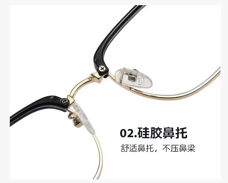 New Fashion Metal Half-frame Reading Glasses Men Women Eye Protection Anti-Blue Light Goggles High-End Business Eyeglasses