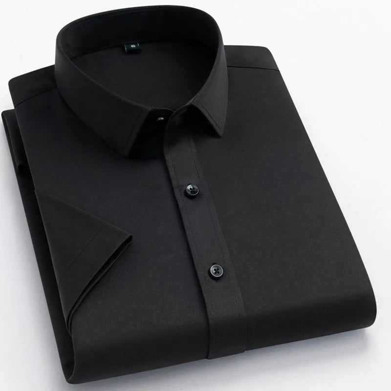 Big Size 5XL Summer Shirts For Men Short Sleeve Causal White Button Down Social Professional Work Soft Wrinkle-free Business Top