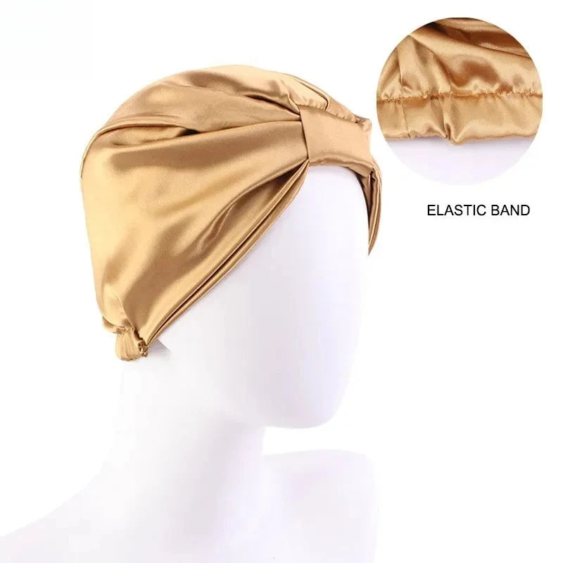 Double Layer Satin Sleep Bonnet for Women Adjustable Hair Protector for Curly/Natural Hair Chemo Cap Nursing Night Cap Wide Band
